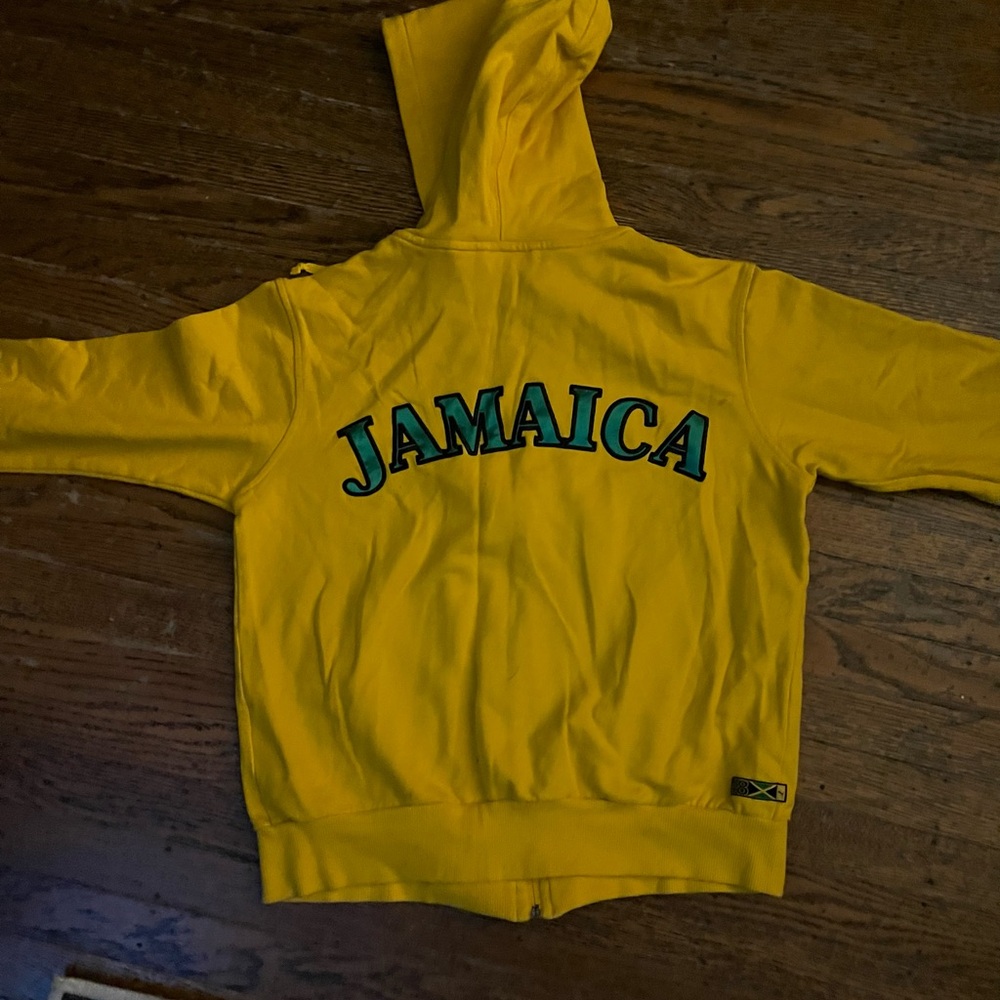 Yellow Kids Hoodie with Jamaica Print